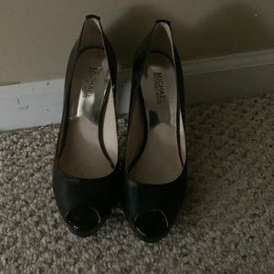 MK leather peep toe heels